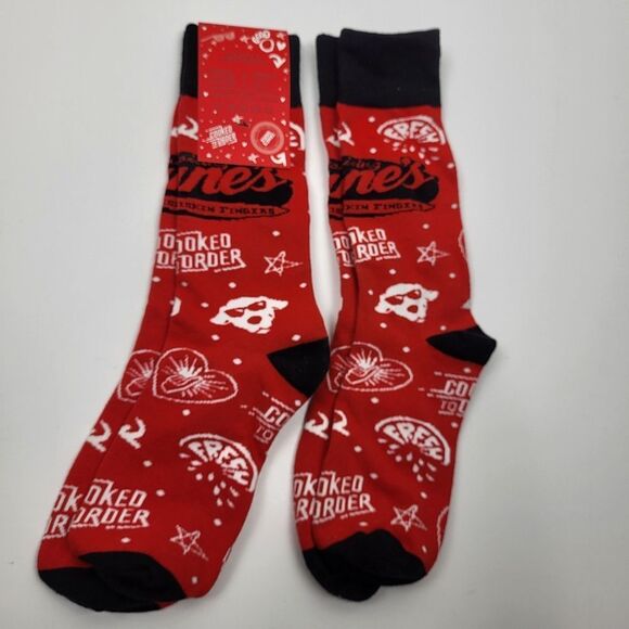 NWT - Raising Cane's Red & Black "Fresh Cooked To Order" Unisex Socks (2 pairs) - Picture 2 of 8